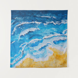 Acrylic sea and beach painting on drawing stand wi wandteppich
