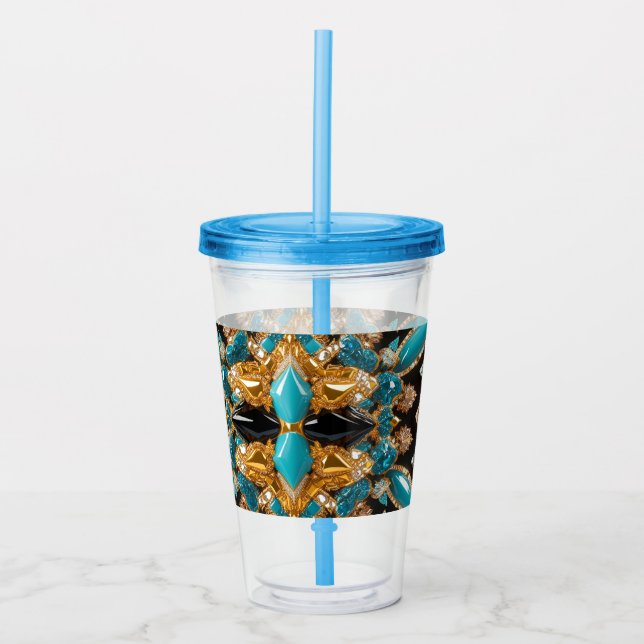 Acrylic Tumbler mit Bahamas Farbdesign Acryltrinkbecher (Vorderseite)