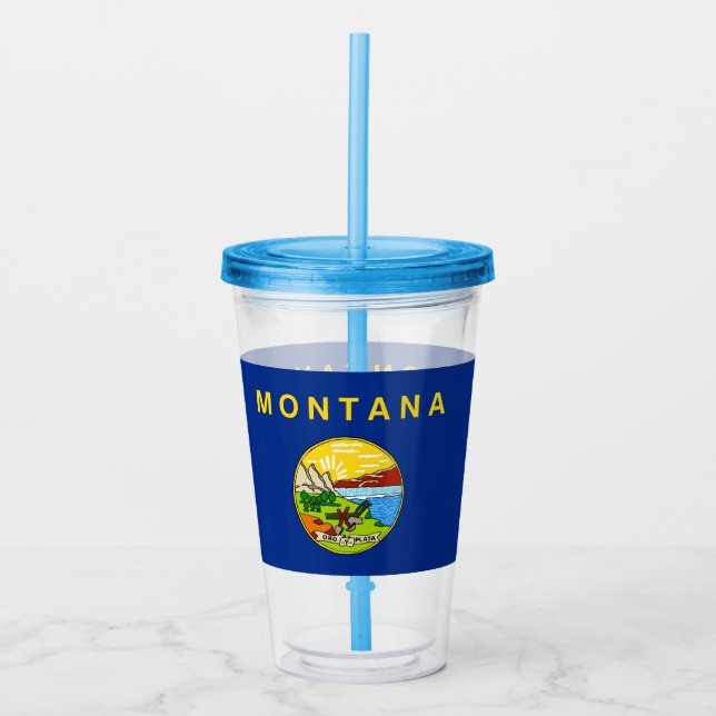 Acrylic Tumbler mit der Flagge von Montana Acryltrinkbecher (Vorderseite)