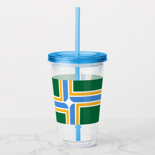 Acrylic Tumbler mit der Flagge von Portland Acryltrinkbecher (Vorderseite)