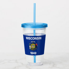 Acrylic Tumbler mit Fahne des Wisconsin-Staat Acryltrinkbecher