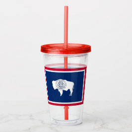 Acrylic Tumbler mit Fahne des Wyoming-Staat Acryltrinkbecher