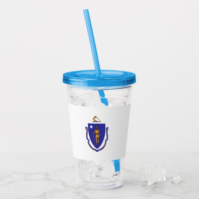Acrylic Tumbler mit Fahne von Massachusetts Acryltrinkbecher (Vorderseite Ice)
