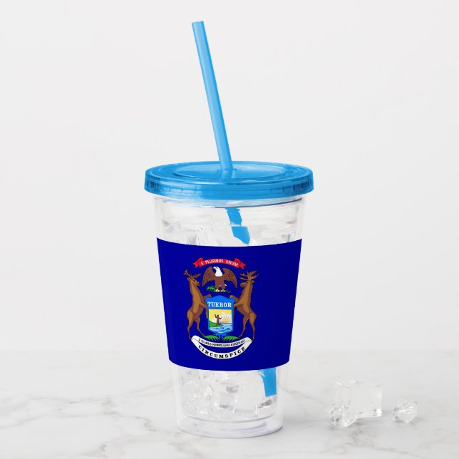 Acrylic Tumbler mit Fahne von Michigan Acryltrinkbecher (Vorderseite Ice)