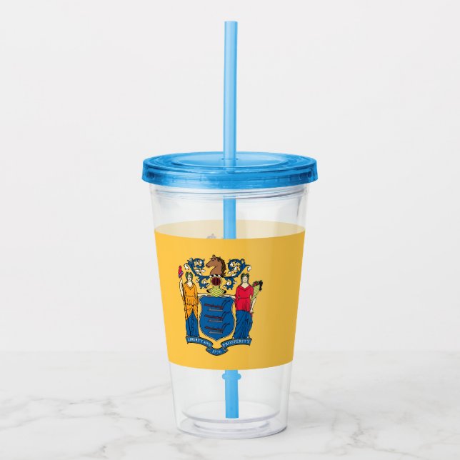 Acrylic Tumbler mit Fahne von New Jersey Acryltrinkbecher (Vorderseite)