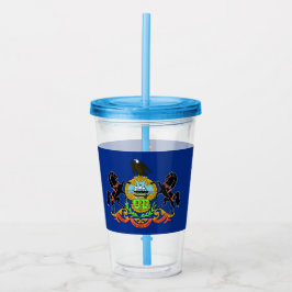 Acrylic Tumbler mit Fahne von Pennsylvania Acryltrinkbecher