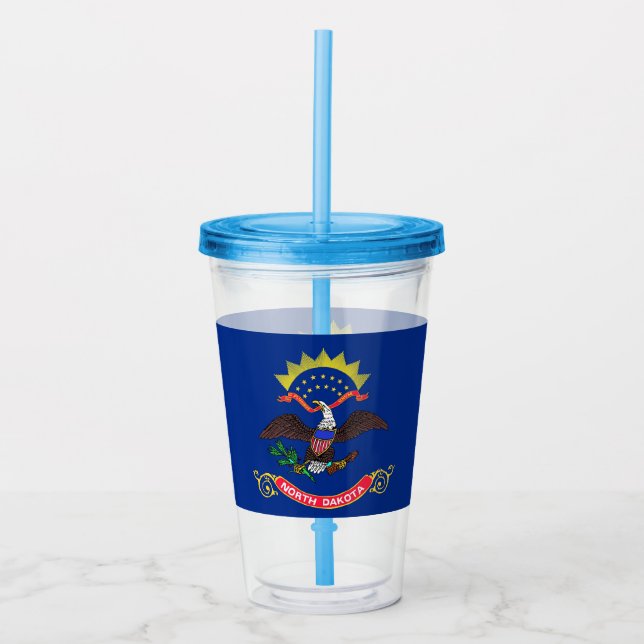 Acrylic Tumbler mit Flagge von North Dakota Acryltrinkbecher (Vorderseite)
