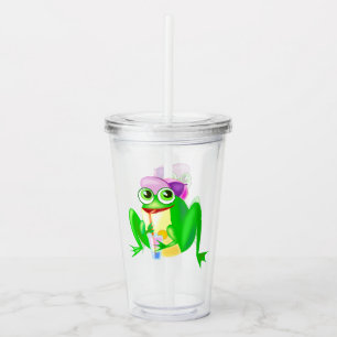 Acrylic Tumbler mit Happy Frog - Spaß Acryltrinkbecher