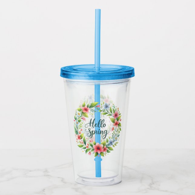 Acrylic Tumbler-Spring Floral Drinkware Acryltrinkbecher (Vorderseite)