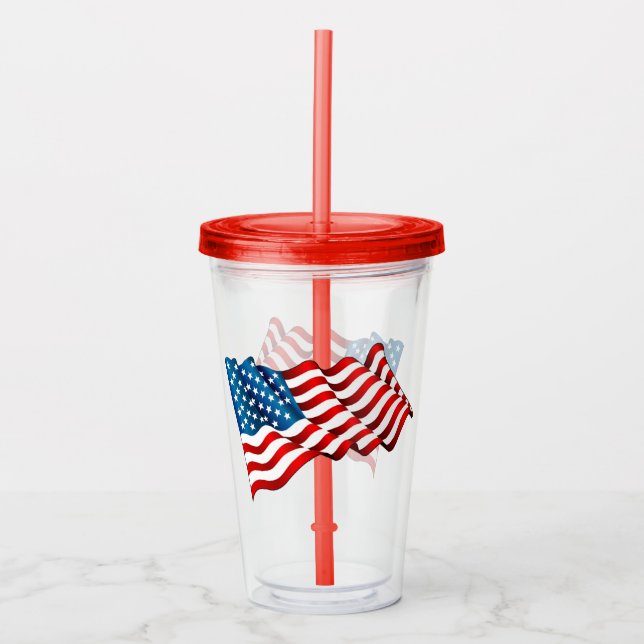 Acrylic Tumbler & Straw-USA-Flagge Acryltrinkbecher (Vorderseite)