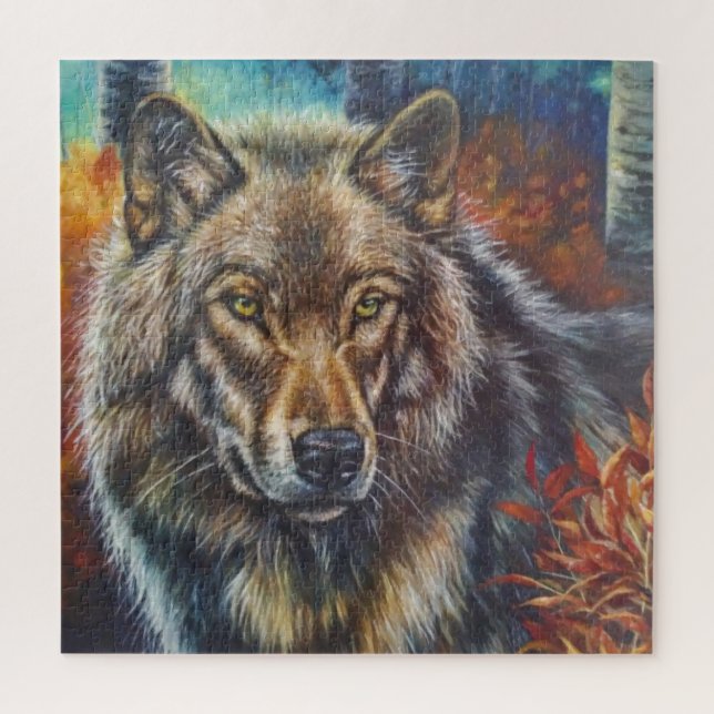 Acrylic Wall Art Wolf im Herbst Puzzle (Vertikal)
