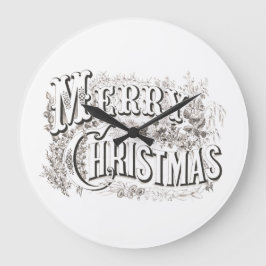 ACRYLIC WALL CLOCK MIT VINTAGEN "MERRY CHRISTMAS" GROßE WANDUHR