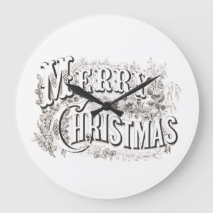 ACRYLIC WALL CLOCK MIT VINTAGEN "MERRY CHRISTMAS" GROßE WANDUHR