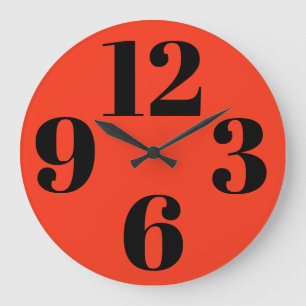 Acrylic Wall Clock Orange Background Large Number Große Wanduhr