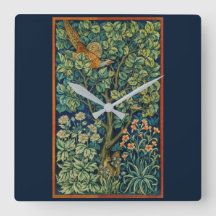 ACRYLIC WALLCLOCK: WILLIAM MORRIS : PHEASANT