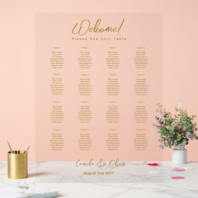 ACRYLIC WEDD Gold Text SITZPLATTE Acrylschild (Hochzeit)