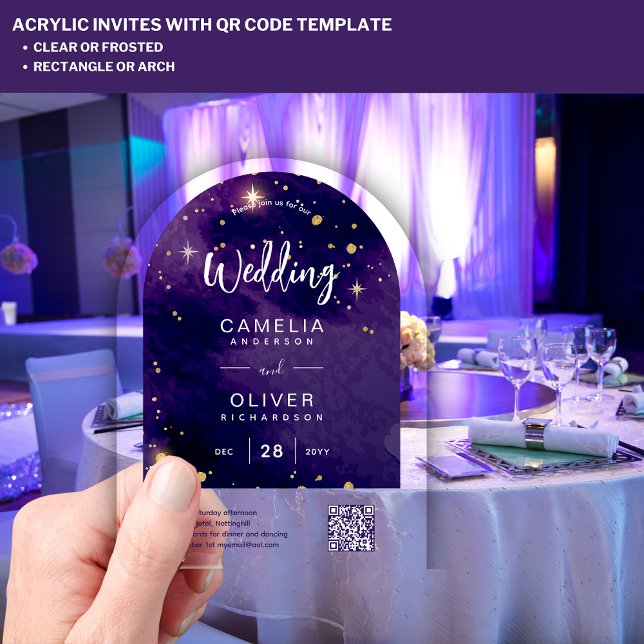 ACRYLIC WEDD Starry Night Sky QR Code UAWG Acryleinladungen (Von Creator hochgeladen)