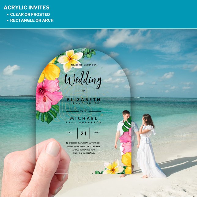 ACRYLIC Wedding Einladung Tropische Blume Luau Bea (Von Creator hochgeladen)