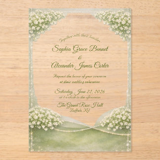 Acrylic Wedding Invitation Elegant Soft Green Acryleinladungen