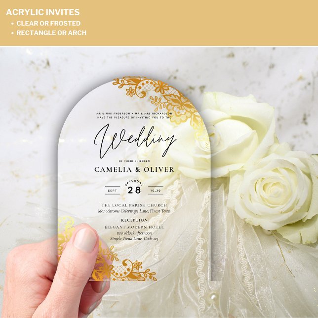 ACRYLIC Wedding Invites Gold Lace Elegantes Highli Acryleinladungen (Von Creator hochgeladen)