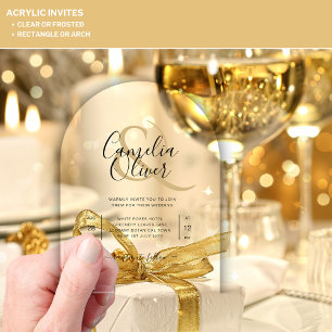 ACRYLIC Wedding lädt den BLACK TEXT Fett Initialen Acryleinladungen