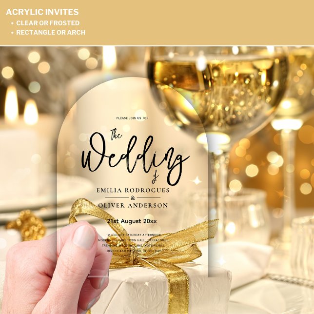 ACRYLIC Wedding lädt den BLACK TEXT Fett Initialen Acryleinladungen (Von Creator hochgeladen)