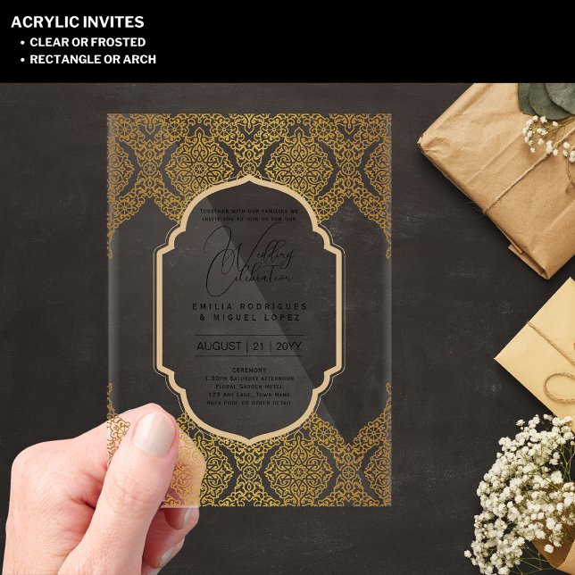 ACRYLIC Wedding lädt den BLACK TEXT Fett Initialen Acryleinladungen (Von Creator hochgeladen)