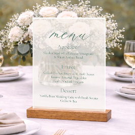Acrylic Wedding Menu Sign with Wooden Base Acrylschild