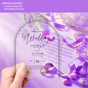 ACRYLIC Wedings Invites Wisteria Blume Klare Acryleinladungen