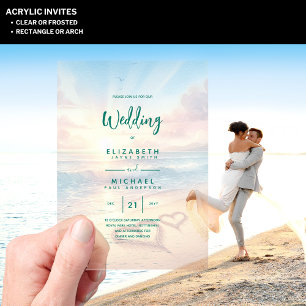 ACRYLIC Wedite Invite Tropical Beach Sunset Ocean Acryleinladungen