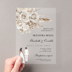 acryliche Hochzeit mit Braut und Bräutigam  Acryleinladungen