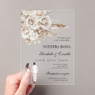 acryliche Hochzeit mit Braut und Bräutigam Acryleinladungen