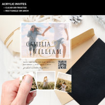 ACRYLISCHE Hochzeitseinladungen FOTO QR-Code RSVP