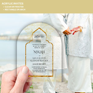 ACRYLISCHE NIKAH - Verzierte islamische Moschee Go Acryleinladungen