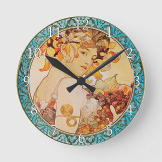 Acrylmauer Jugendstil Alphonse Mucha 11 Runde Wanduhr