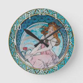 Acrylmauer Jugendstil Alphonse Mucha 14 Runde Wanduhr