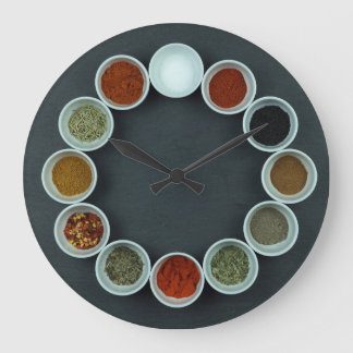 Acrylmauer-Uhr mit Gewürzbechern Große Wanduhr