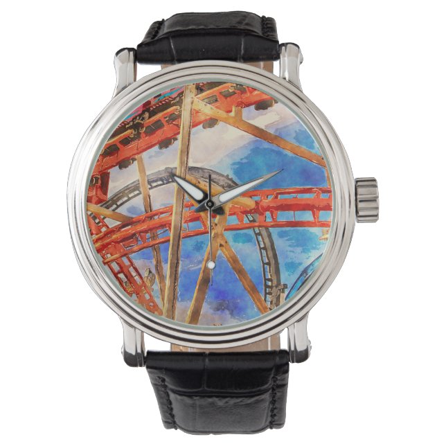 Acrylmauer-Uhr mit Rollen-Untersetzer Armbanduhr (Vorderseite)