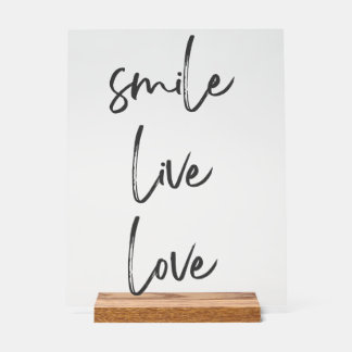 Acrylschild Smile, Live, Laugh – Stilvolle Inspira