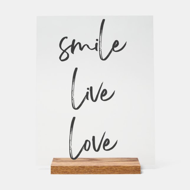 Acrylschild Smile, Live, Laugh – Stilvolle Inspira (Vorderseite)