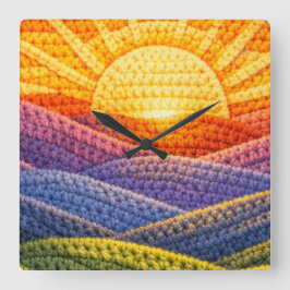Acrylwolle Quadratische Wanduhr