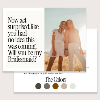 Act Surprised Funny Retro Photo Be My Bridesmaid P Postkarte
