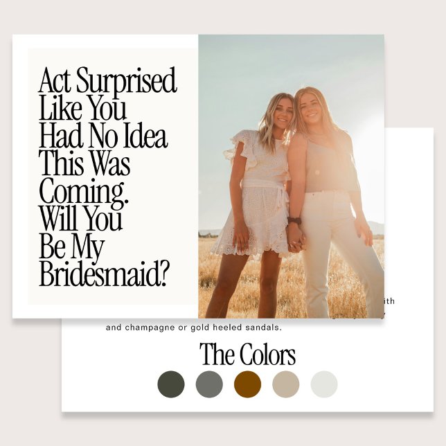 Act Surprised Funny Retro Photo Be My Bridesmaid Postkarte (Von Creator hochgeladen)