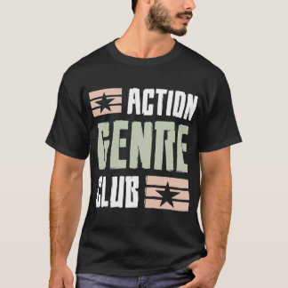 Action Club Retro Schwarze Grafik T-Shirt