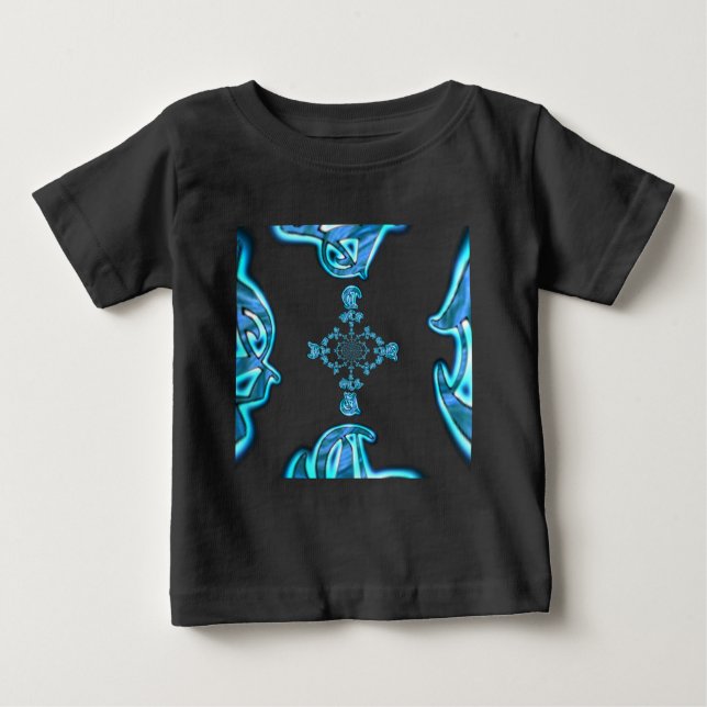 Action Cyan Aquamarine Abstrakte Graffiti Art Prin Baby T-shirt (Vorderseite)
