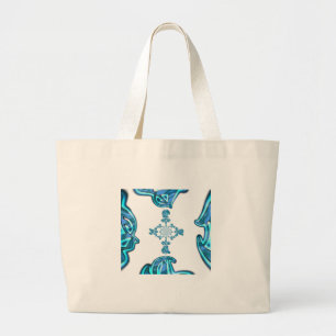 Action Cyan Aquamarine Abstrakte Graffiti Art Prin Jumbo Stoffbeutel