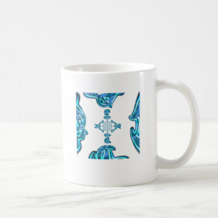 Action Cyan Aquamarine Abstrakte Graffiti Art Prin Kaffeetasse