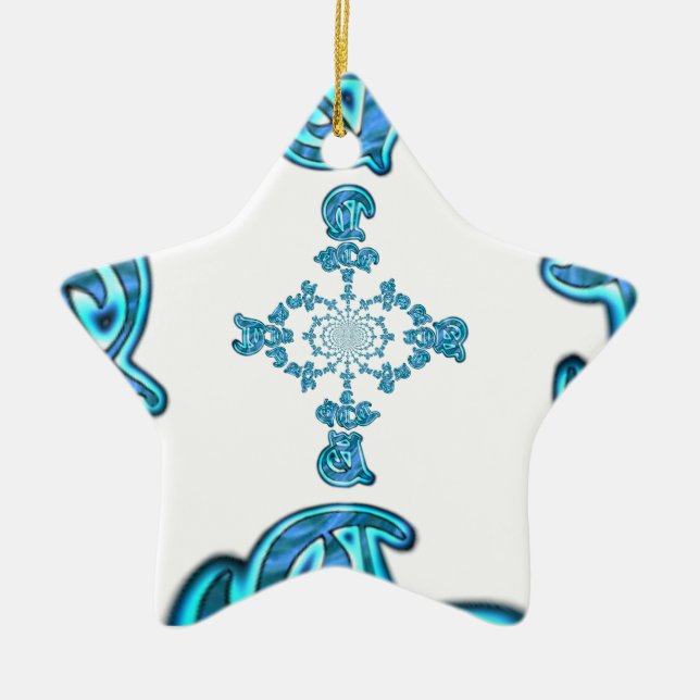 Action Cyan Aquamarine Abstrakte Graffiti Art Prin Keramik Ornament (Vorne)