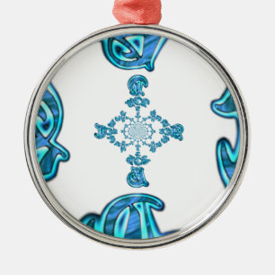 Action Cyan Aquamarine Abstrakte Graffiti Art Prin Ornament Aus Metall