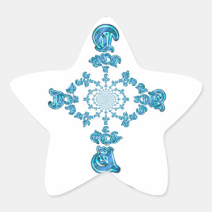 Action Cyan Aquamarine Abstrakte Graffiti Art Prin Stern-Aufkleber